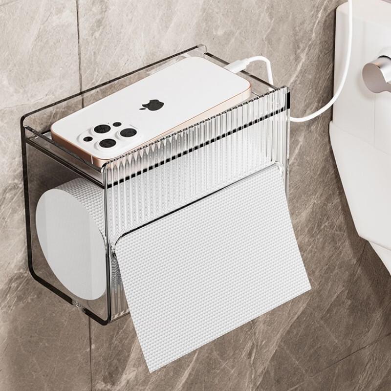 SPACEXPERT Wall-Mounted Bathroom Tissue Box with Shelf