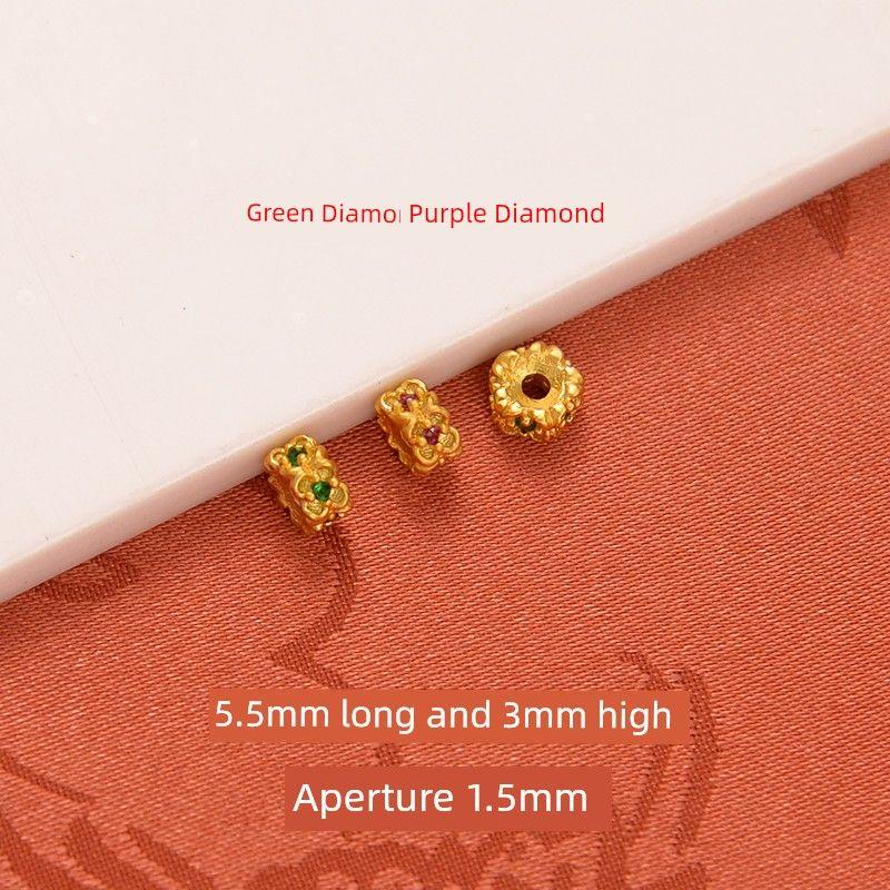 

Color Retention Alluvial Gold Accessories DIY Ornament Ancient Gold Micro Inlaid Zircon Spacer Bead SEPTA Bracelet Wrist String Woven Accessories 01 green Zirconium
