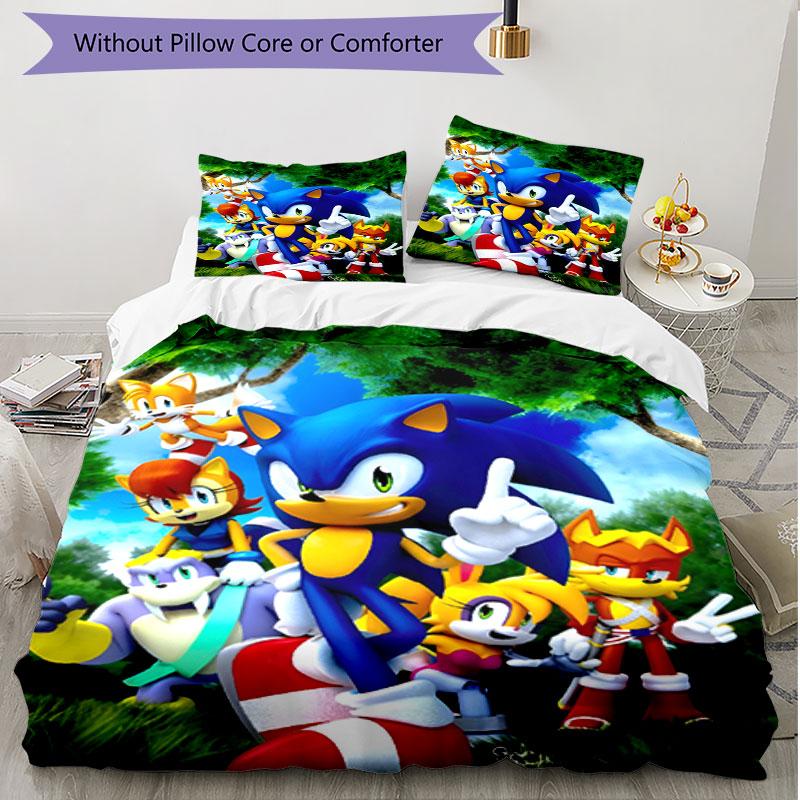 3pcs Duvet Cover Set (1*Duvet Cover + 2*Pillowcase, Without Core), Sonic Print Soft All‑Season Bedding Set, Home Bedroom Decor Gift