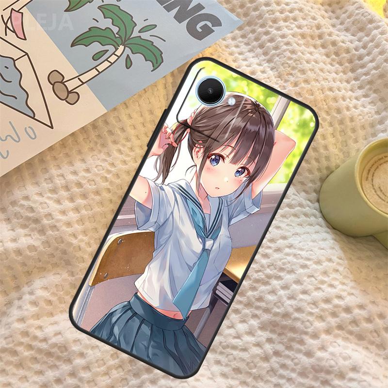 Anime girl cartoon japan cute Case For Realme C67 C63 C55 C51 C75 C61 C53 C35 C65 C71 11 12 13 14 15 Pro Plus GT6 GT7 Pro