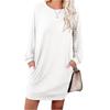 Women's Fashionable Long-sleeved Solid-color Round-neck Pocket Dress