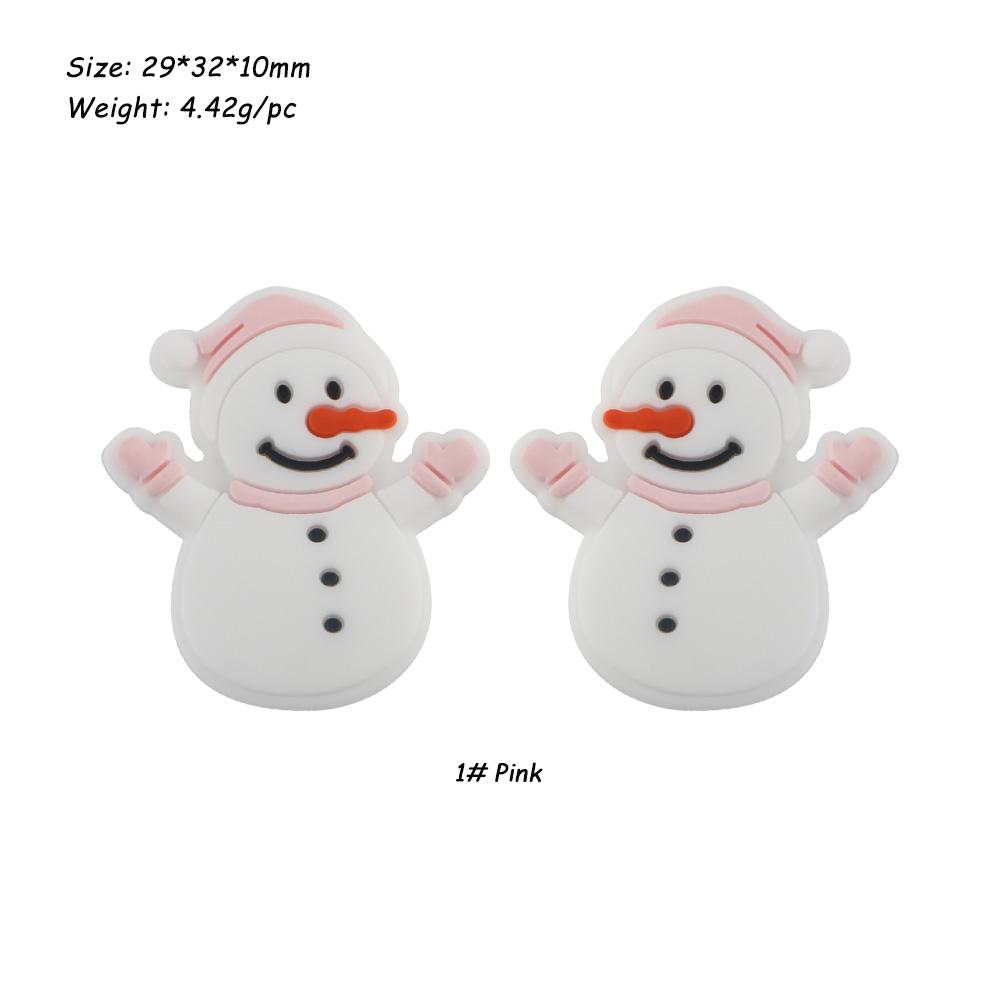 2/5pcs Christmas Series Silicone Beads Santa Reindeer Cookies Snowman DIY Pacifier Chain Jewelry Making Bulk DIY Crafts
