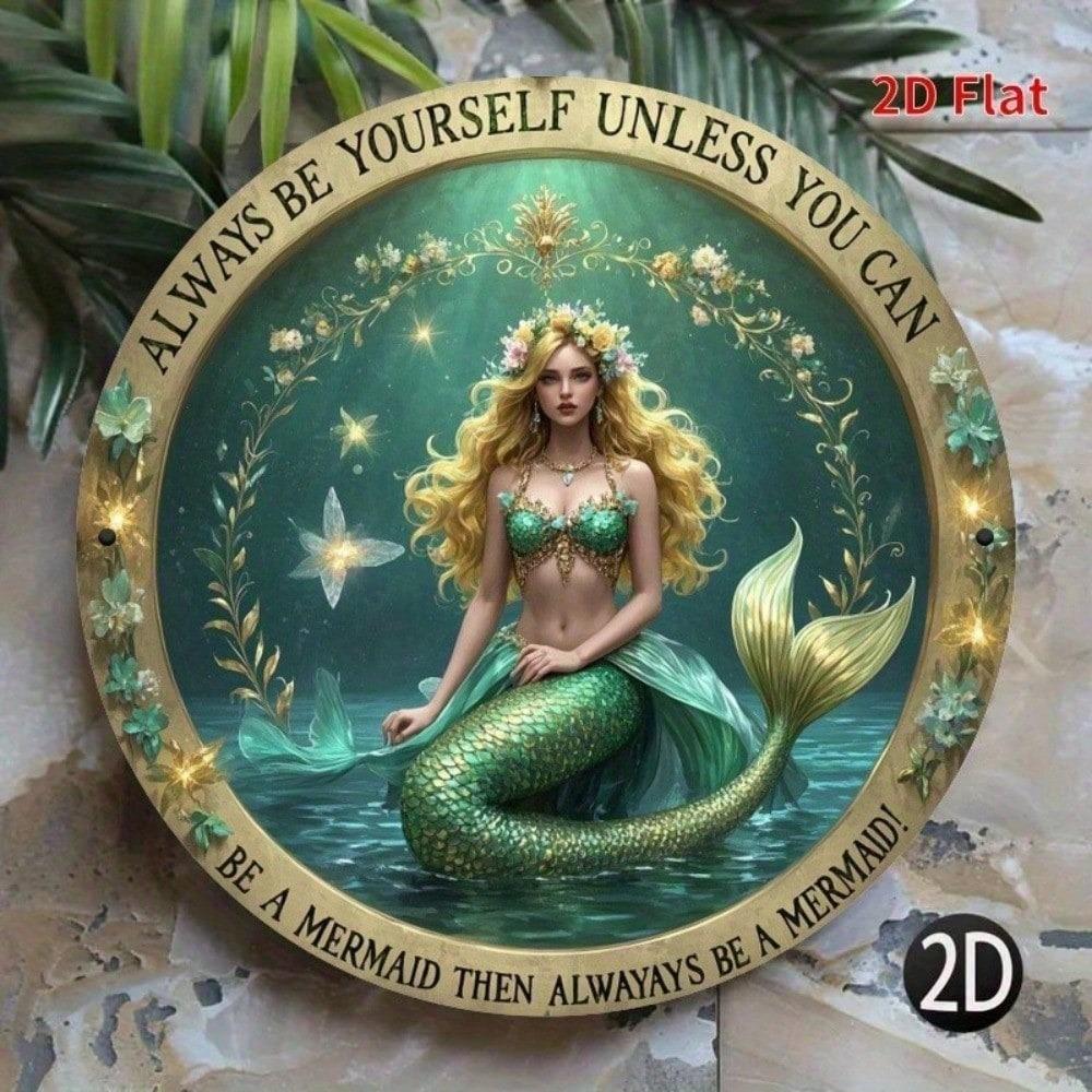 Vintage Metal Tin Sign Mermaid Quote 8x8 Inch Wall Art Decor For Home Bar