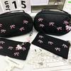 Sweet Butterfly Bow Embroidered Canvas Organizer For Stationery And Cosmetics