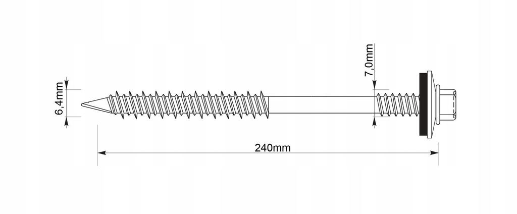 GTRW SP A19 screws 6.4/7.0x240mm RAL 9006