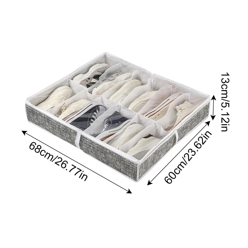 Underbed Shoe Storage Fabric Foldable Shoe Box Under Bed Shoe Storage Fits 6 Pairs Shoe Box Dividers With Clear Cover Handles 3560₽