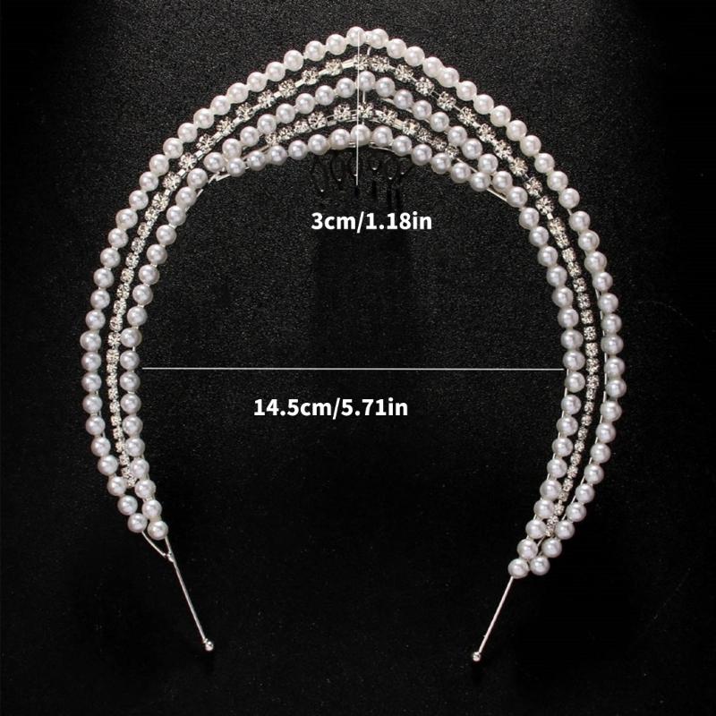Glinting Rhinestones Headband Luxurious Pearls for Pageant Prom Bridal Wedding Bridal Wedding Hair Accessories
