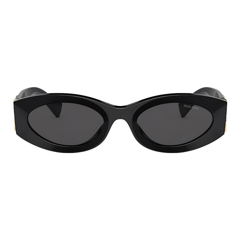 Miu Miu Logo Decorated Oval Sunglasses Women sunglasses Black SMU11W_E1AB_F05S0_C_054
