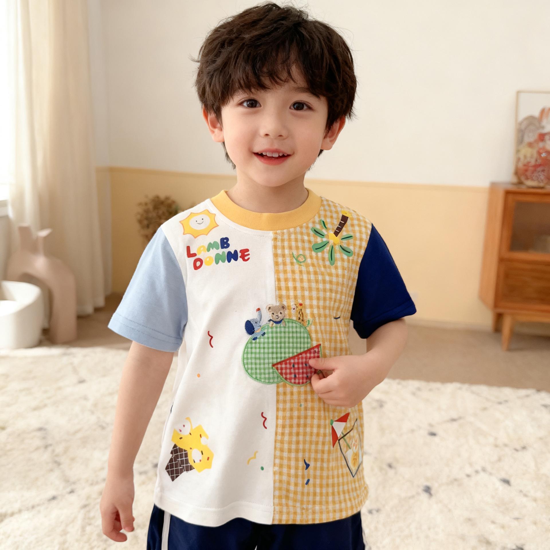 2026 New Style Girls  Cartoon Embroidered Short-Sleeve T-shirt - Round Neck for Toddlers and Kids 130cm