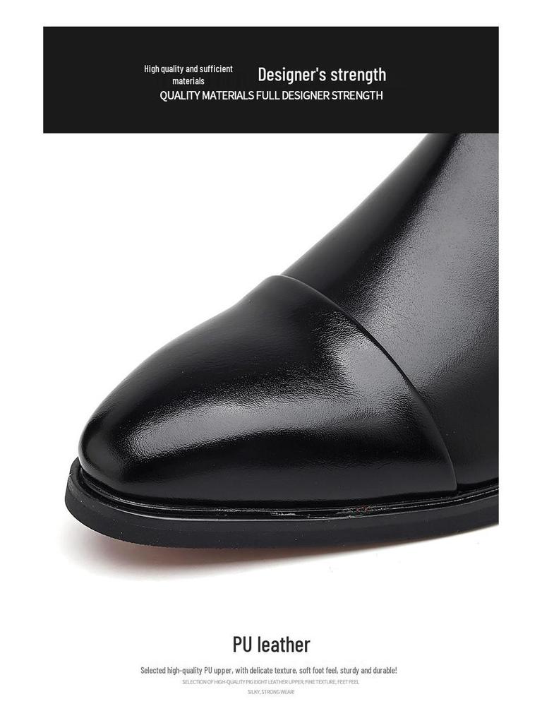 Men's Red Leather Pointed Toe Slip-On Chelsea Boots - High-Top Casual Martin Style, Plus Sizes Available