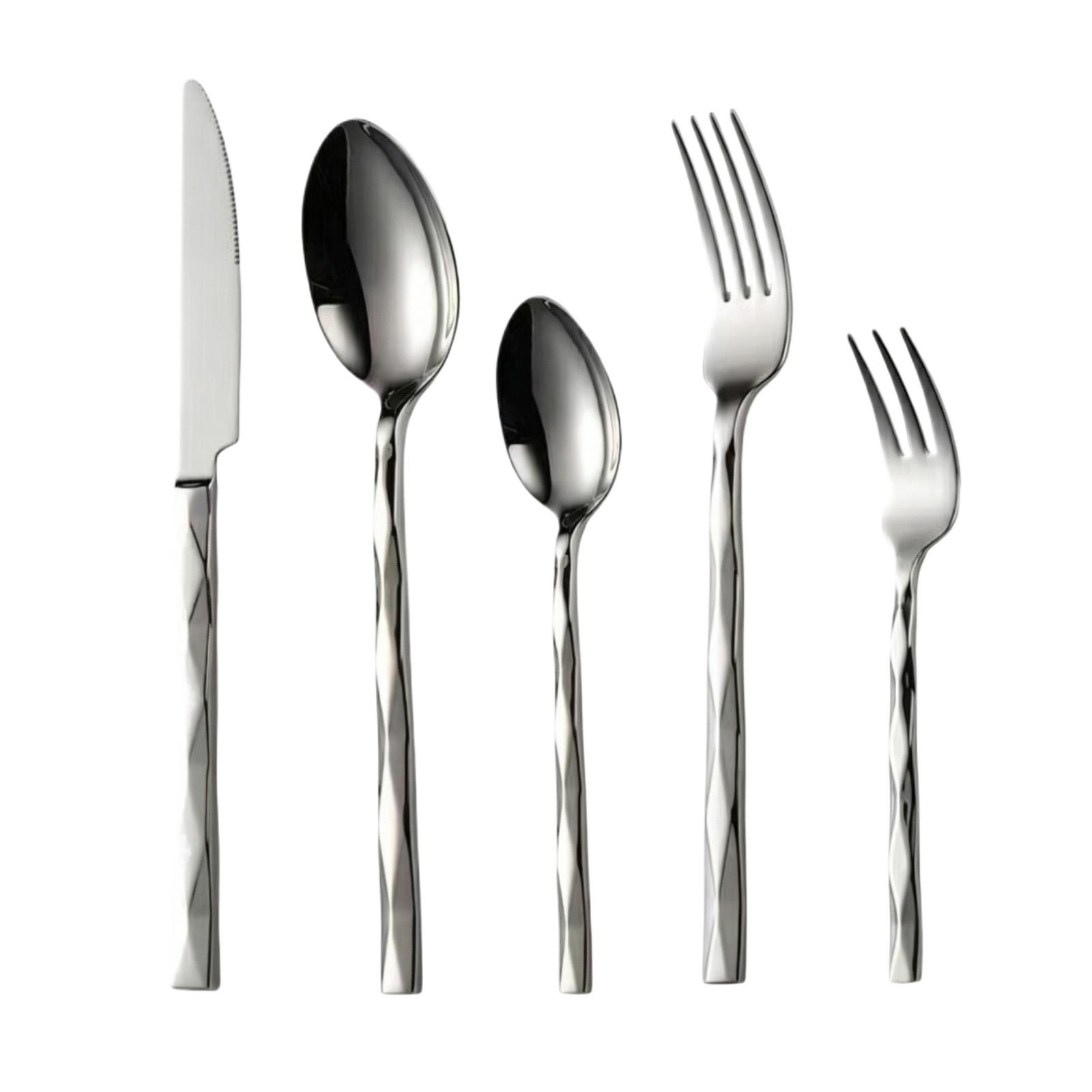 5PCS Diamond Steak Knife And Fork Cutlery Set
