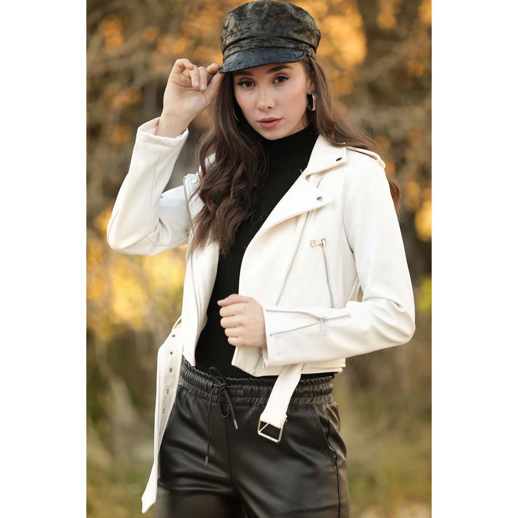 ecru leather jacket
