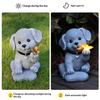 Garden Dog Statue with Solar Butterfly Light Small Resin Puppy Sculpture Outdoor Waterproof Solar Powered Animal Figurine for Yard Patio Lawn