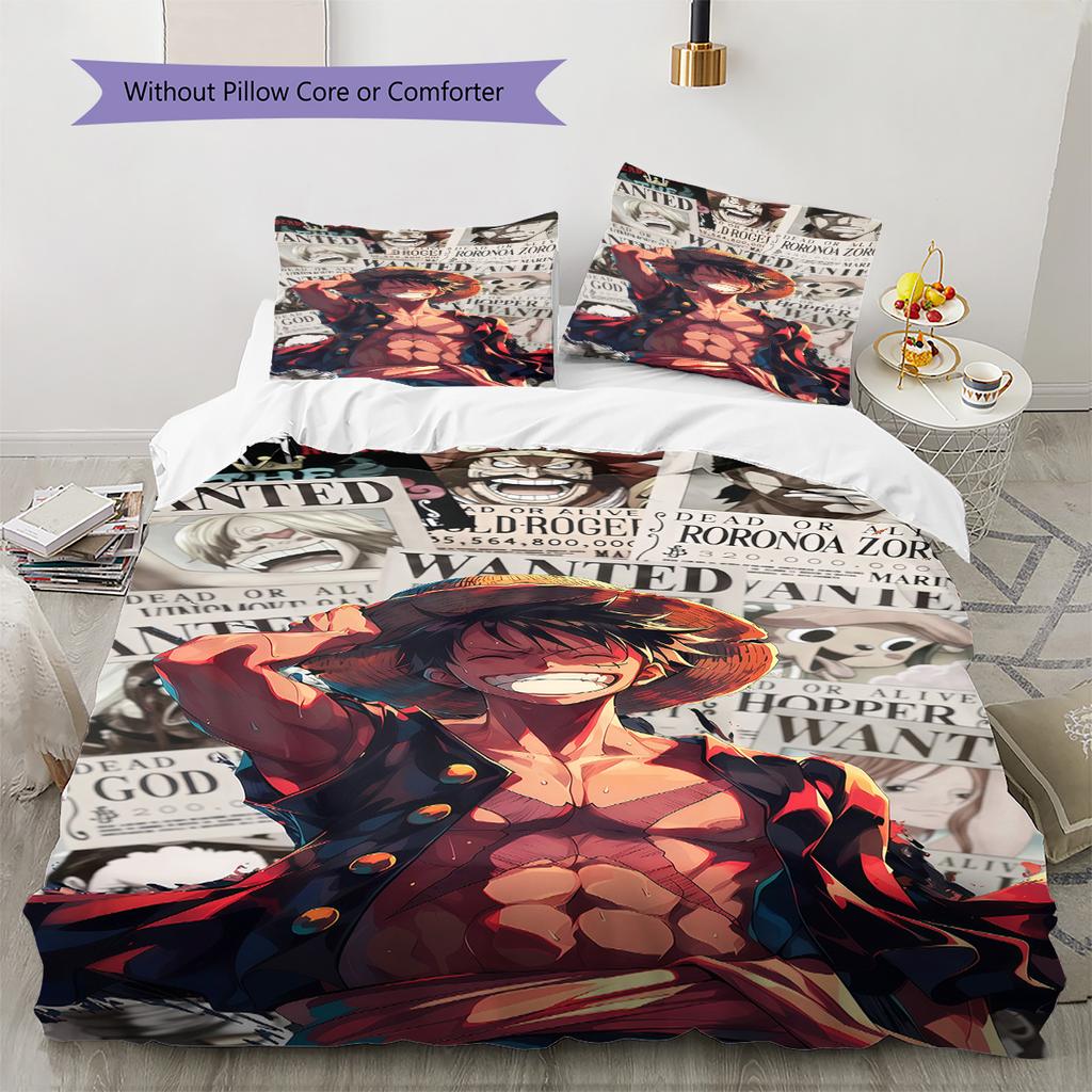 Set Copripiumino Trapuntato con Fantasia D di Luffy Federa per Cuscino Regalo di Compleanno per la Casa(1 * copripiumino + 2 * federa, senza nucleo)