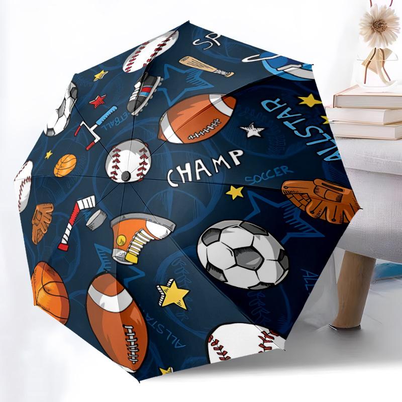 1pc Sports Champions Automatic Umbrella with 8-Rib Compact Design, Foldable & Portable for Outdoor Leisure, Everyday Use175