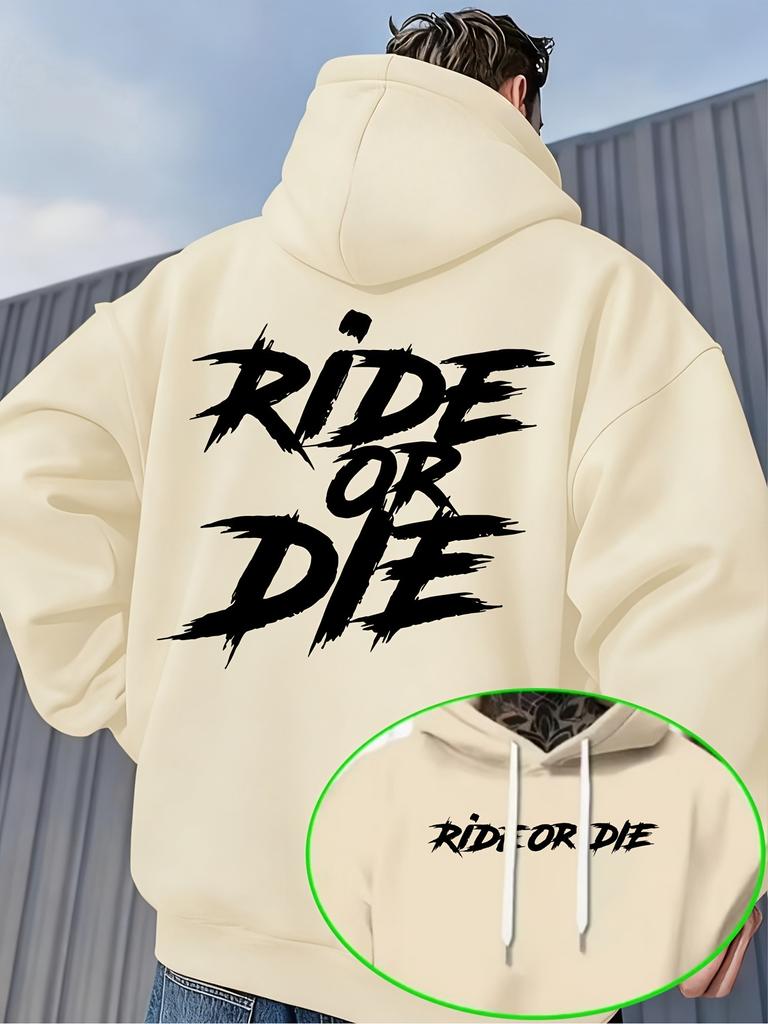 Sudadera con capucha unisex con estampado de letras "Ride Or Die" en la espalda, jersey holgado, ropa urbana americana, otoño invierno, top casual con capucha