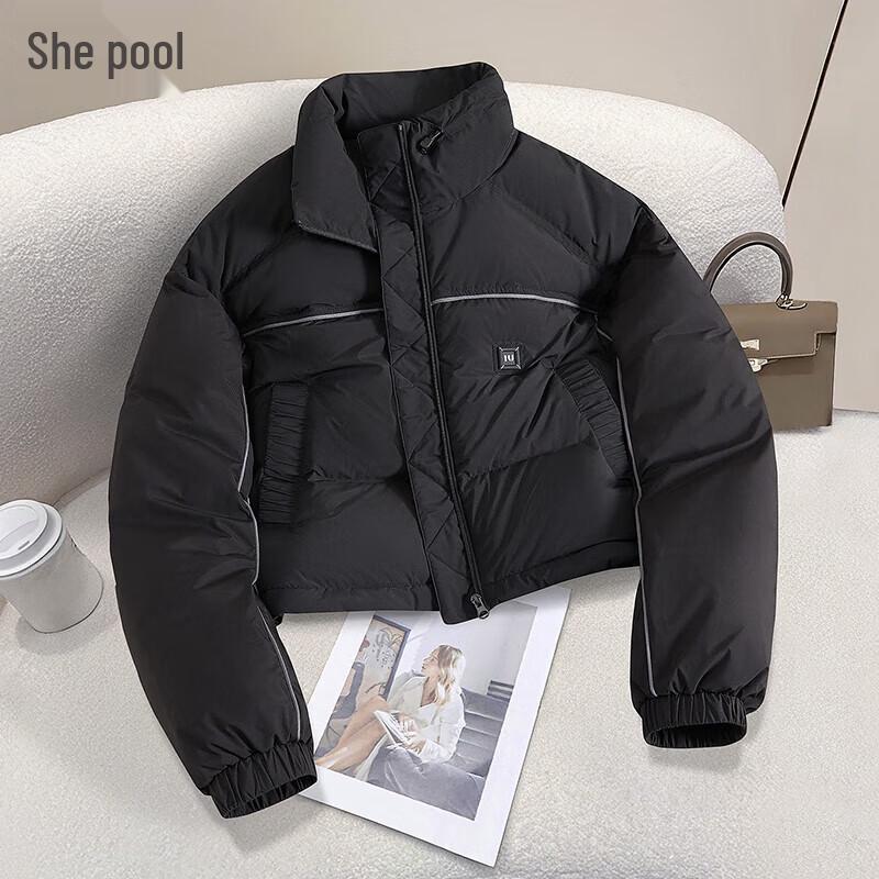 

Tachiya Women s 90% Down Stand Collar Short Puffer Jacket L