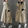 Knee-length Coat for Women Large Size Loose Large Pockets Windbreaker Casual Versatile Hooded Jacket Women