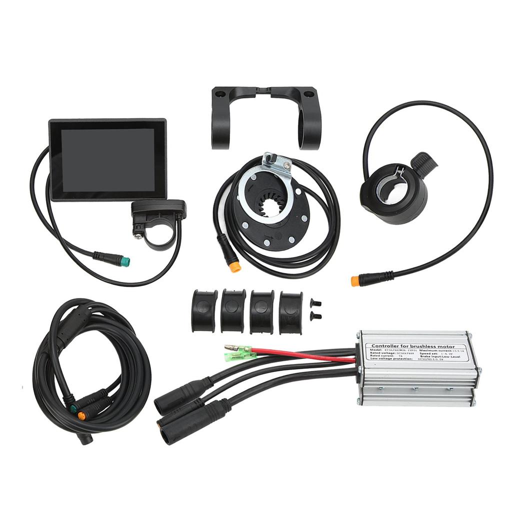 15A Electric Bike Controller Kit Waterproof LCD8S Meter 1 to 2 Wire Bicycle Modified Kit for 250W 350W Brushless Motor