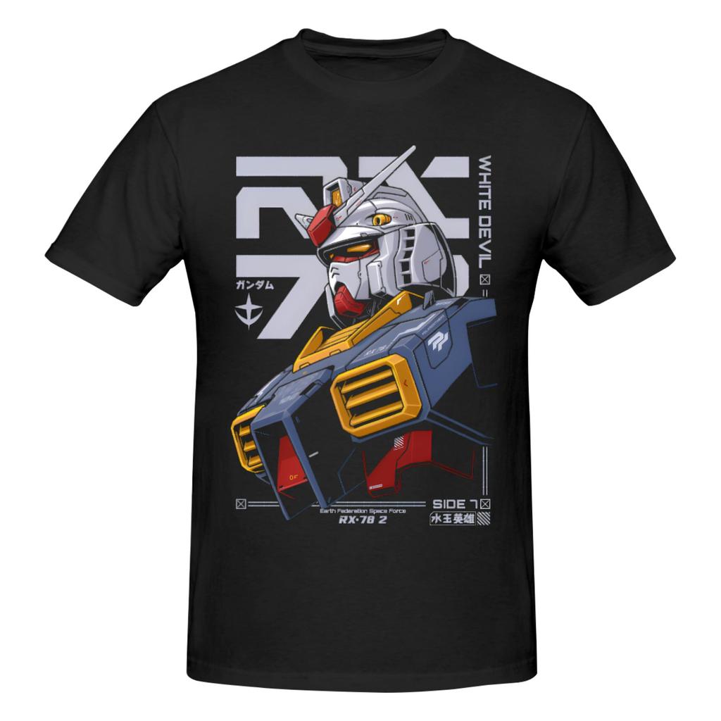 Mecha Warrior Gundam Anime TShirt Cotton Tees Shirt Streetwear Round Neck Tshirt Fashion ShortSleeve Clothes