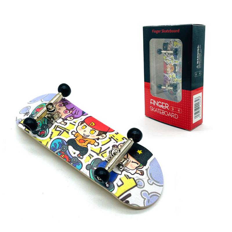 Maple Finger Skateboard with Bearings and Wheels - Mini Double Rocker Board for Kids' Creative Play