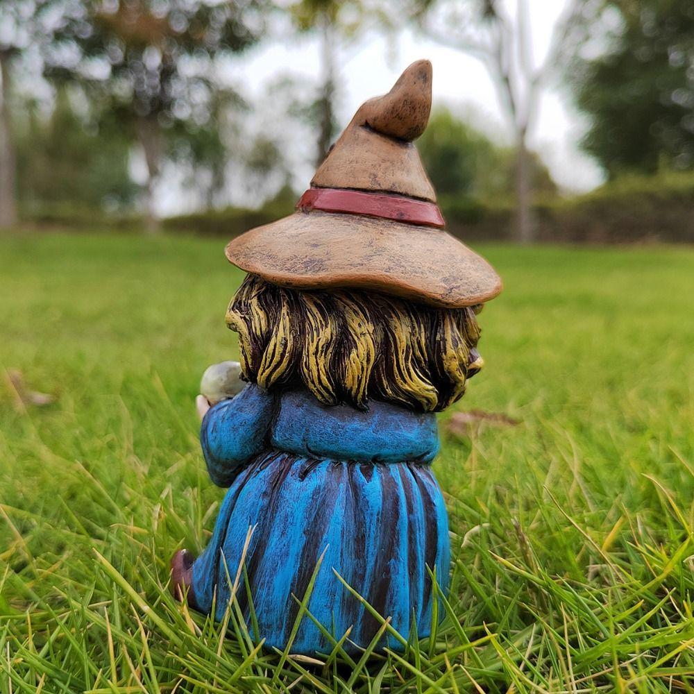 Home Decoration Resin Halloween Witch Sculpture Funny Cute Gnome Statues Waterproof Creative Garden Dwarf Figurine Gift