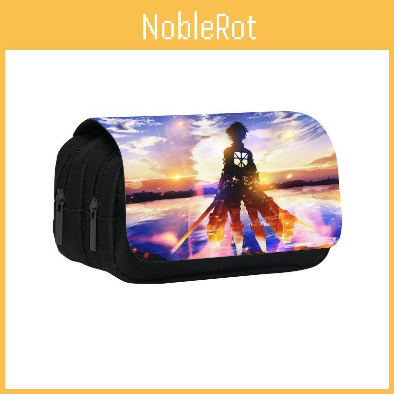 On Titan Attack  Anime Pattern Student Double Layer Flip Cover Bag Stationery