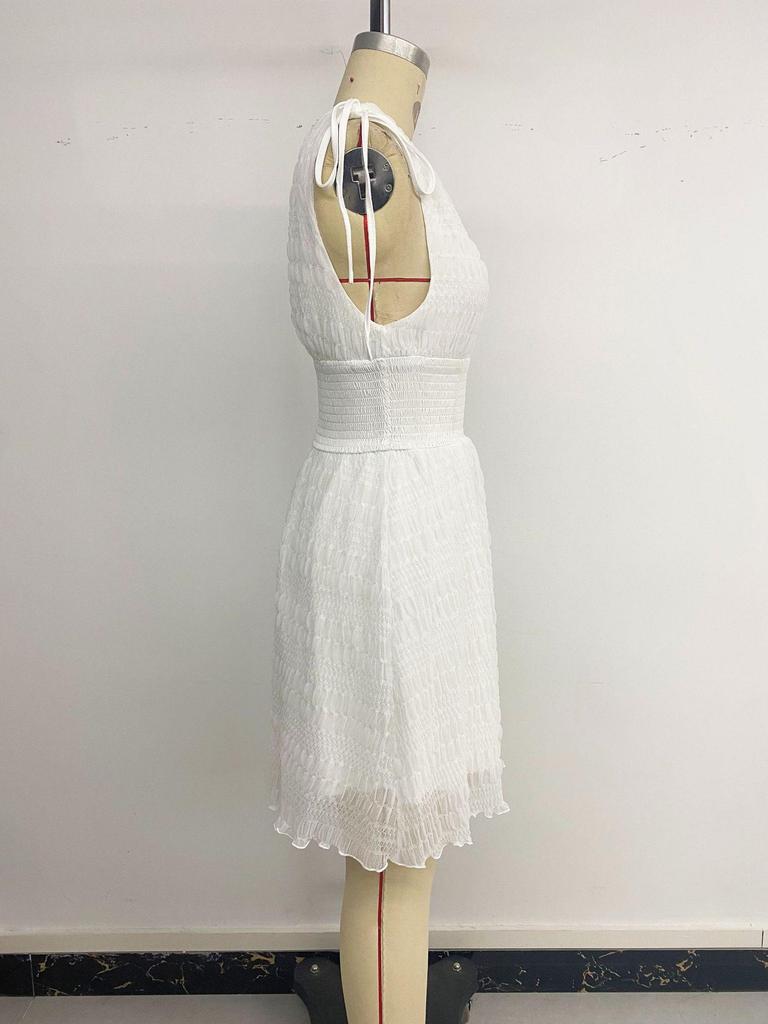 2026 Summer Resort White V-Neck Strap Dress
