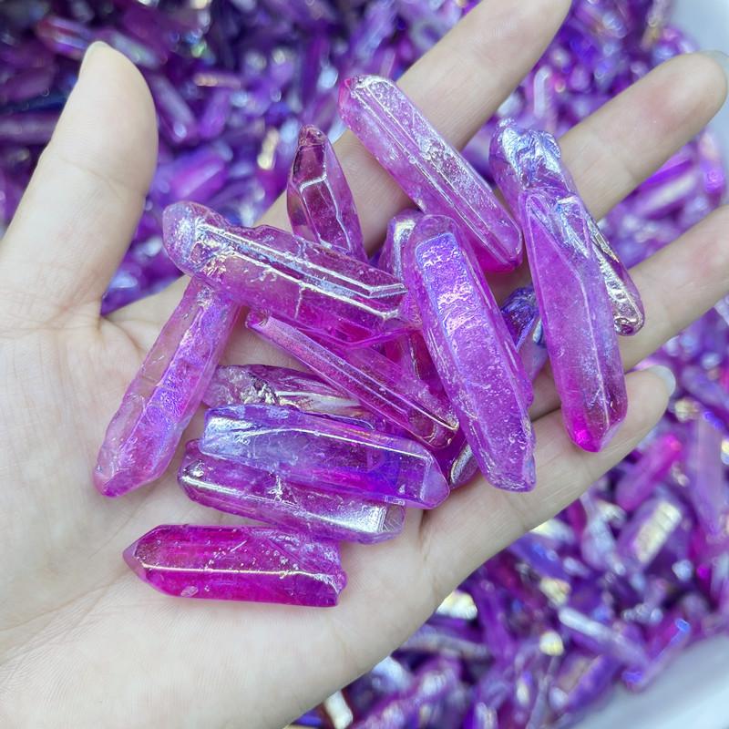 TikTok Cross-Border Multicolor Crystal Column Ornaments - Electroplated Blue, Pink, and Purple