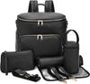 Diaper Bag Backpack Leather Backpack for Women Travel Backpack Baby Bag Large with Troller Straps Capacity for Wet Clothes