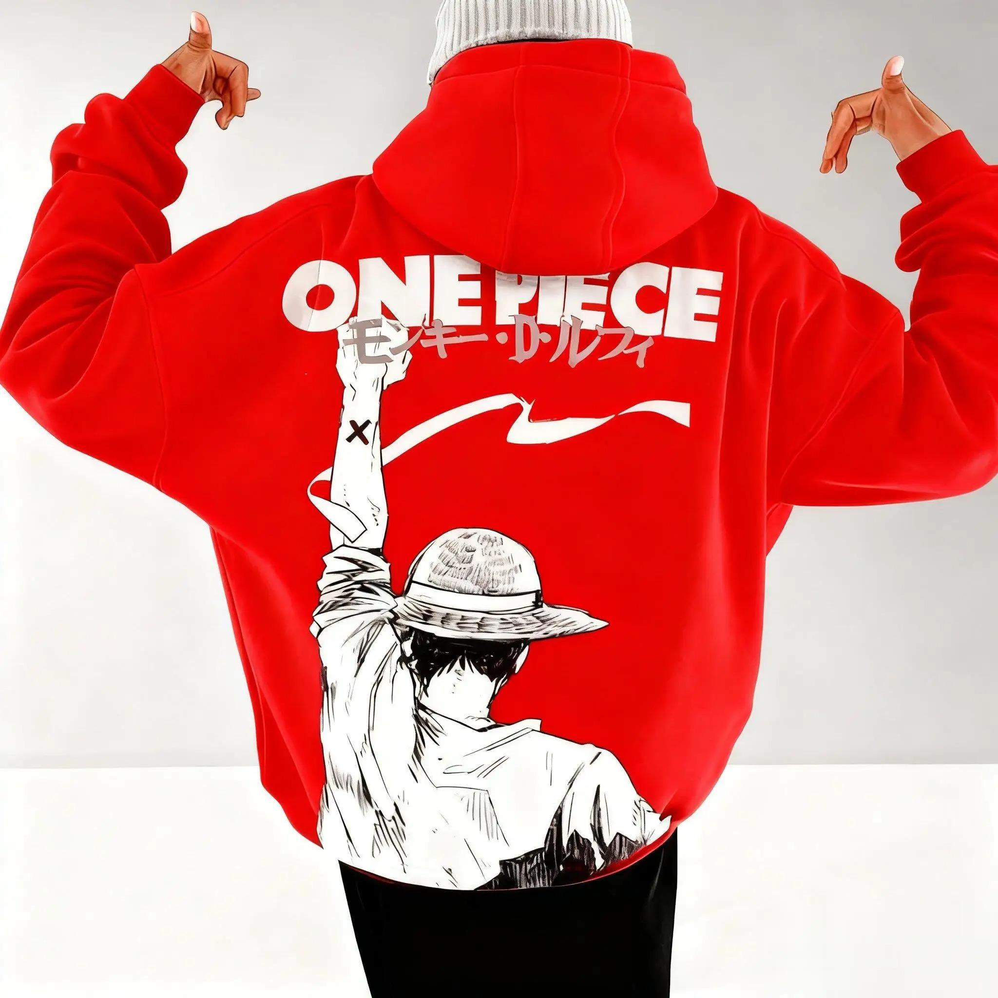 

Худі з аніме One Piece для чоловіків та жінок, світшот-пуловер з принтом персонажа Луффі, оверсайз, повсякденний вуличний одяг, стиль Y2K, осіння мода, унісекс XXXL коричневий