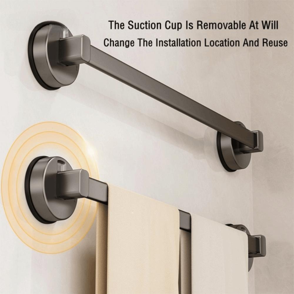 Single-rod Suction Cup Towel Pole Wall Mounted Bath Towel Storage Rack Bathroom Towel Rack Toilet