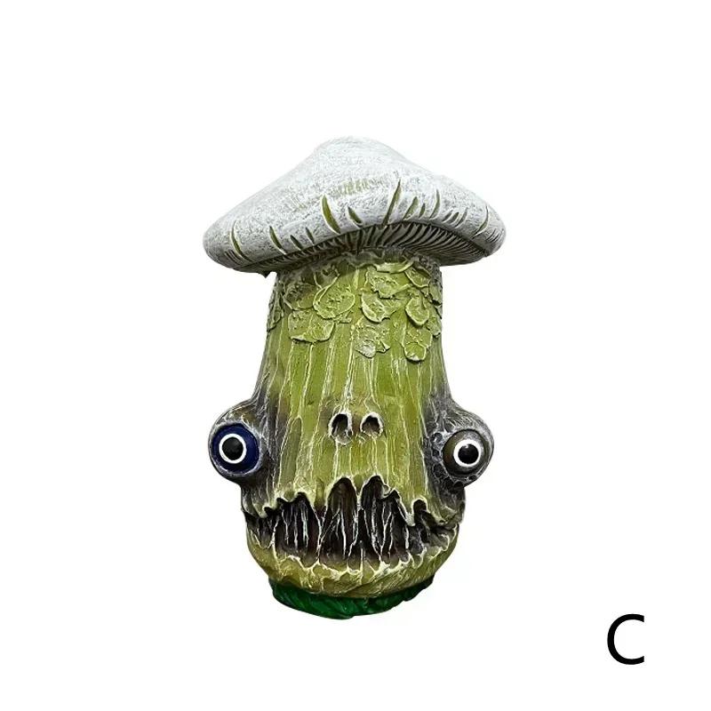 Creative New Halloween Skull Mushroom Sculpture Monster Resin Crafts Funny Home Garden Decorations Office Desktop Miniatures