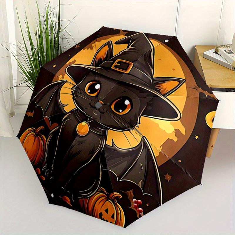 

1pc Halloween Bat Cat Automatic Opening and Closing Folding - A Good Choice for Gifts, Fashionable and Convenient Umbrella With Cute Cartoon Char