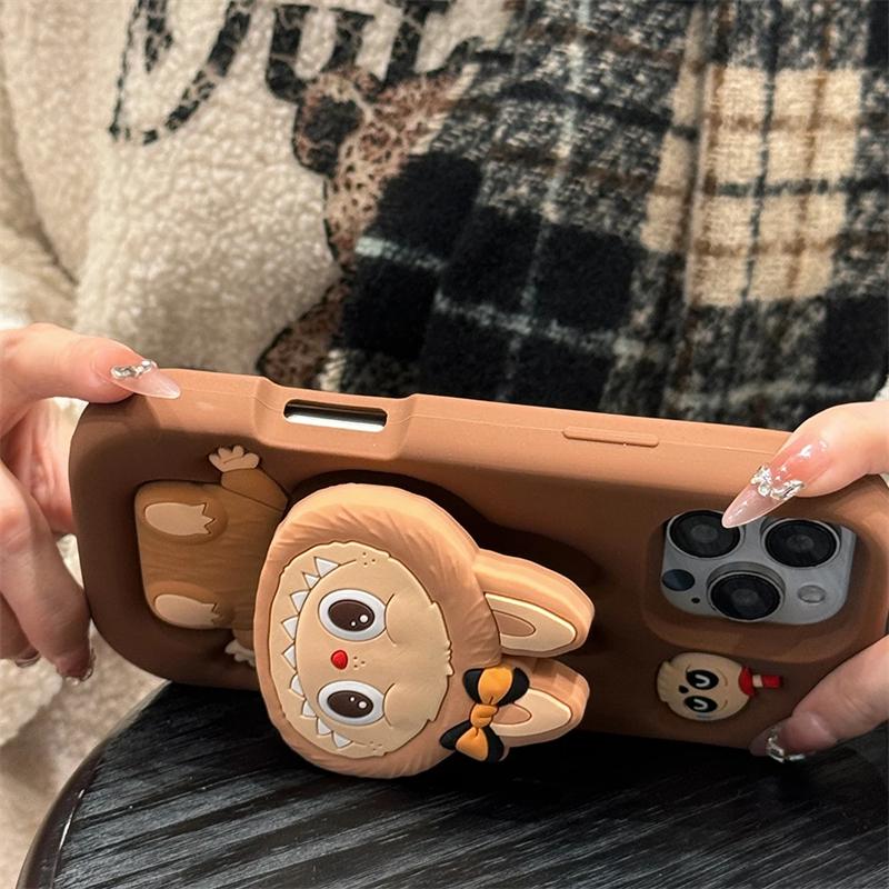 Kawaii 3D Monster Hülle für iPhone 16 15 14 13 12 11 Pro Max 16 15 14 Plus Mit Ständerhalter Weiche Silikonhülle