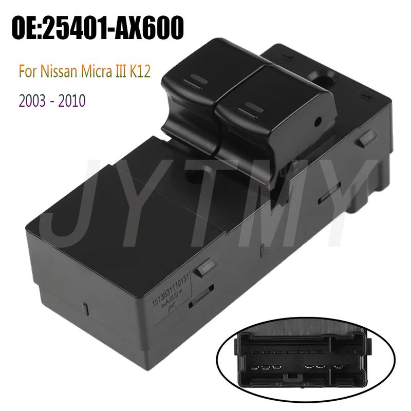 

Front Left Electric Power Window Switch Button Parts For Nissan Micra III K12 2004 2005 2006 2007 2008 2009 2010 Car Accessories