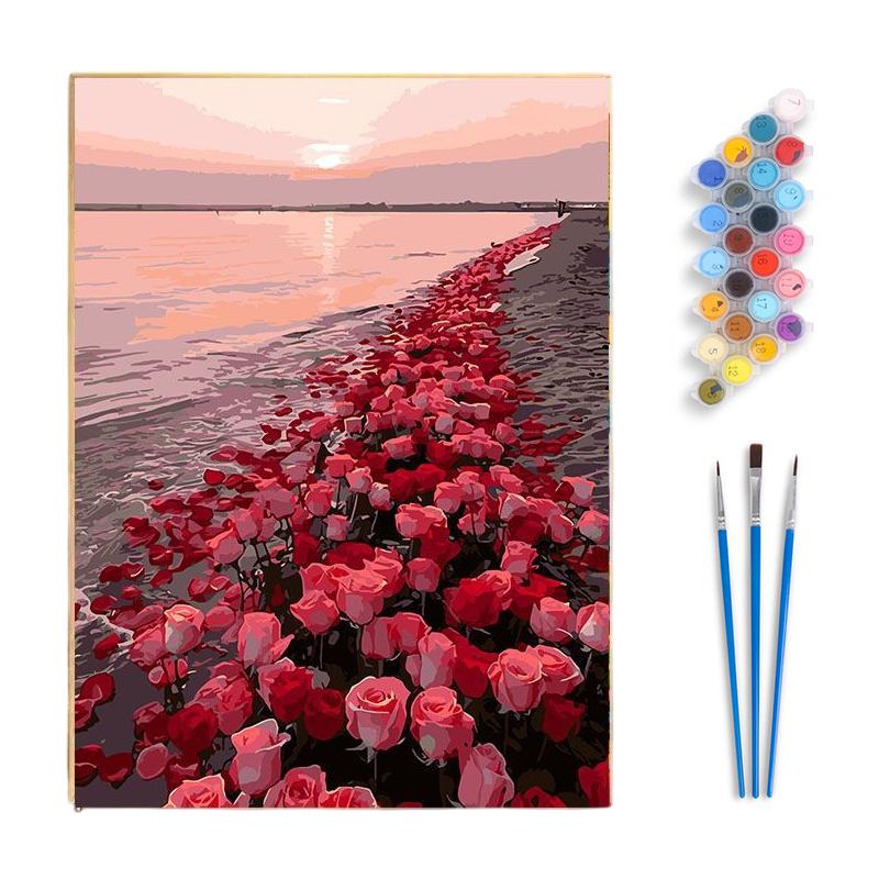 Framed Paint By Numbers Kit For Adults Beginner & Kids Ages 8-12, Easy Flower Paint By Numbers With Frame