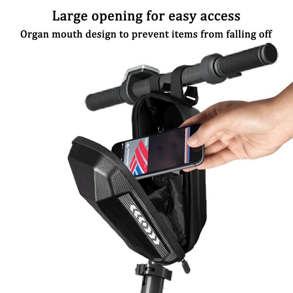 Trendy 2-4L Electric Scooter Front Bag EVA Hard Shell Handlebar Hanging Bag Waterproof Reflective Storage Case