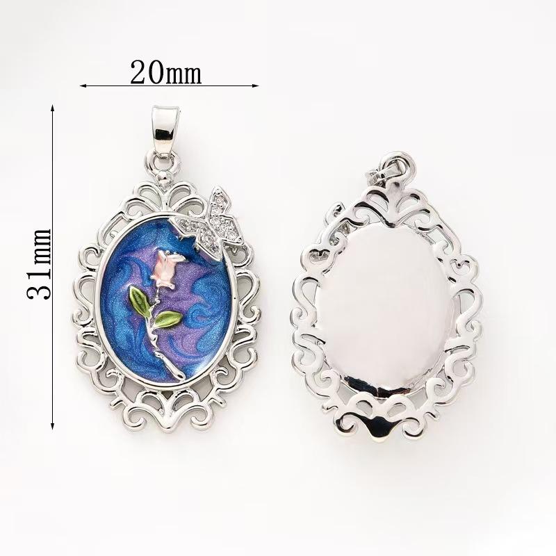 Oval Oil Drop Pendant Necklace for Women, Fashionable and Exquisite Flower Jewelry Accessories Gift