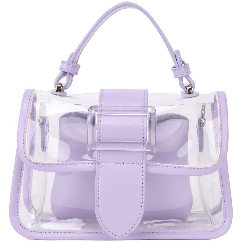 

ins transparent bag women s bag 2025 new fashion four seasons jelly bag women s pvc handbag chain bag messenger bag фиолетовый