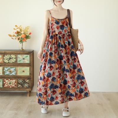 Vestido de Verano Literario Dulce Holgado sin Tirantes de Punto sin Mangas con Tirantes Línea A para Mujer