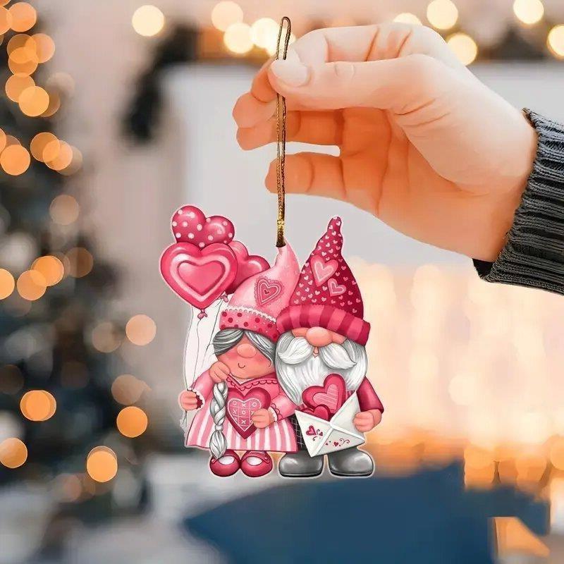 Santa Christmas Pink Claus Acrylic Flat Surface Car Pendant For Vehicle Interior