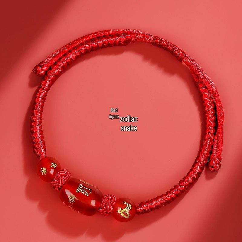 2025 Year of the Snake Zodiac Red String Bracelet for Men and Women