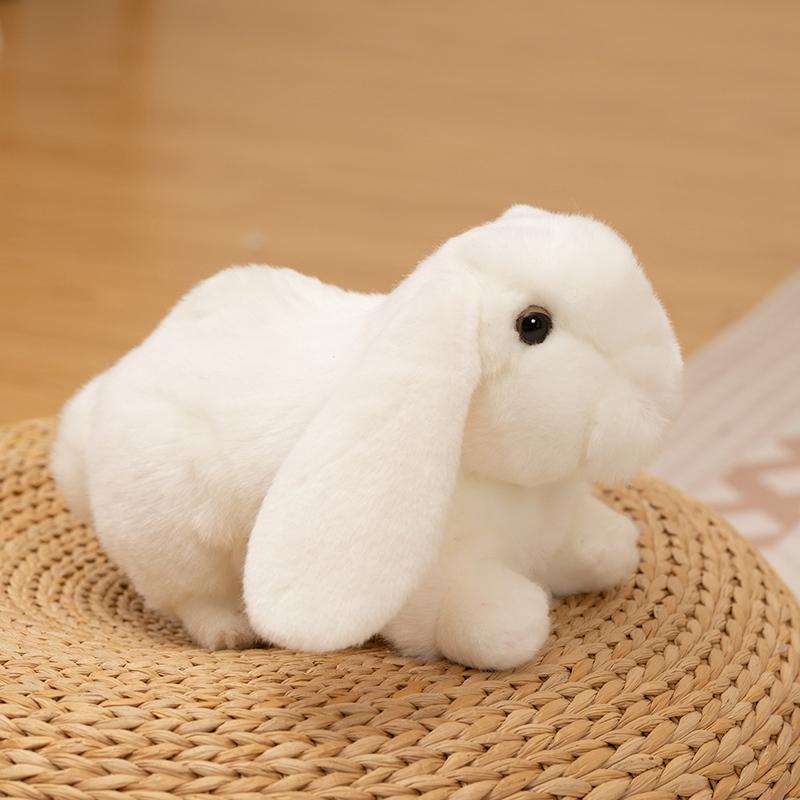 sale 18CM Simulated White Rabbit Plush Toys Soft Stuffed Lifelike Animal Small Rabbit Toys Friendly Sleeping Companion Gift