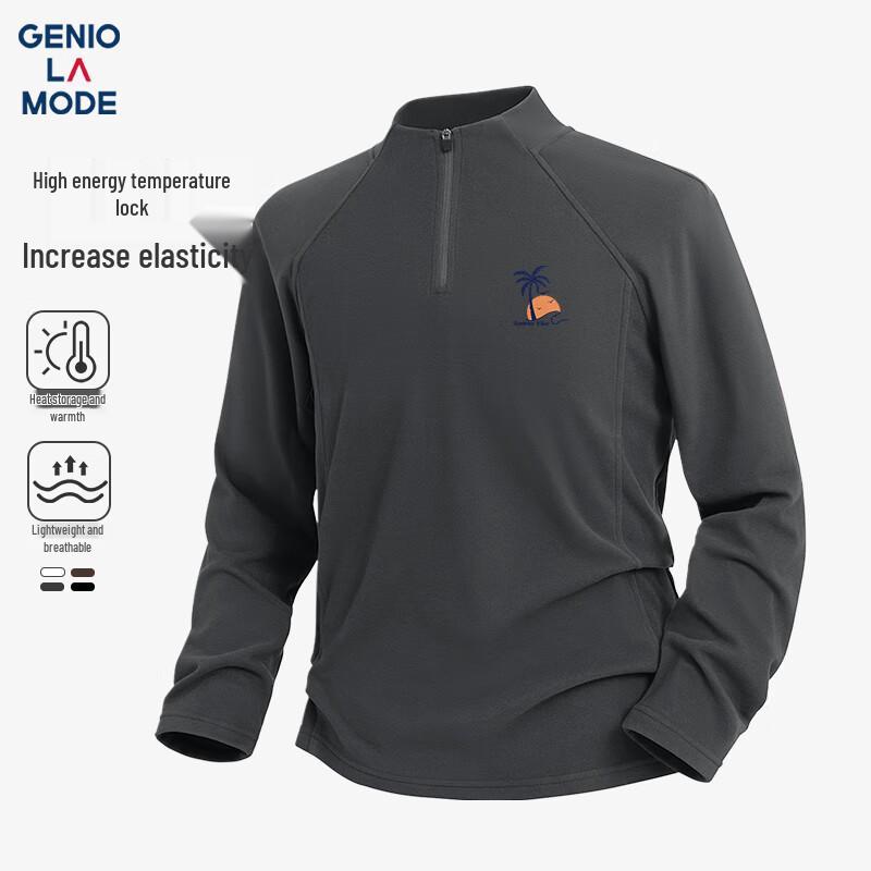 GENIOLAMODE Men s Thermal Half-Zip Long-Sleeve T-Shirt XL