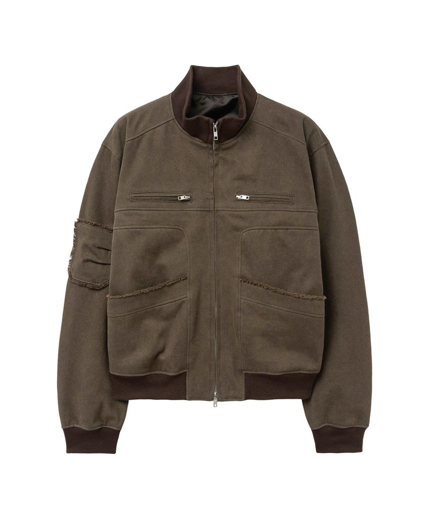 Sperone High-Neck Vintage Cotton Blouson (Brown)