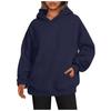 Hooded Sweatshirt Women's Long Sleeve Loose Fit Solid Color Fleece Warm Autumn Winter Style Street Hip Hop Pockets
