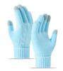 Winter Warm Knitted Gloves Fleece Lined Thick Touchscreen Cycling Flat Knit Gloves Solid Color Premium Black