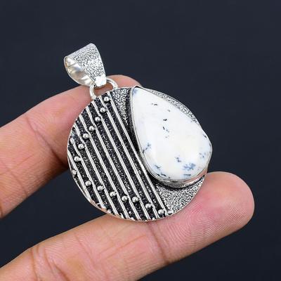Womens Day Sale Pear Natural Dendrite Opal 925 Silver Sister Birthday Pendant