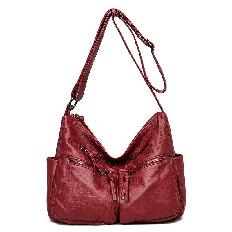 Mother Bag Klasická dvoutaška Měkká kožená taška přes rameno